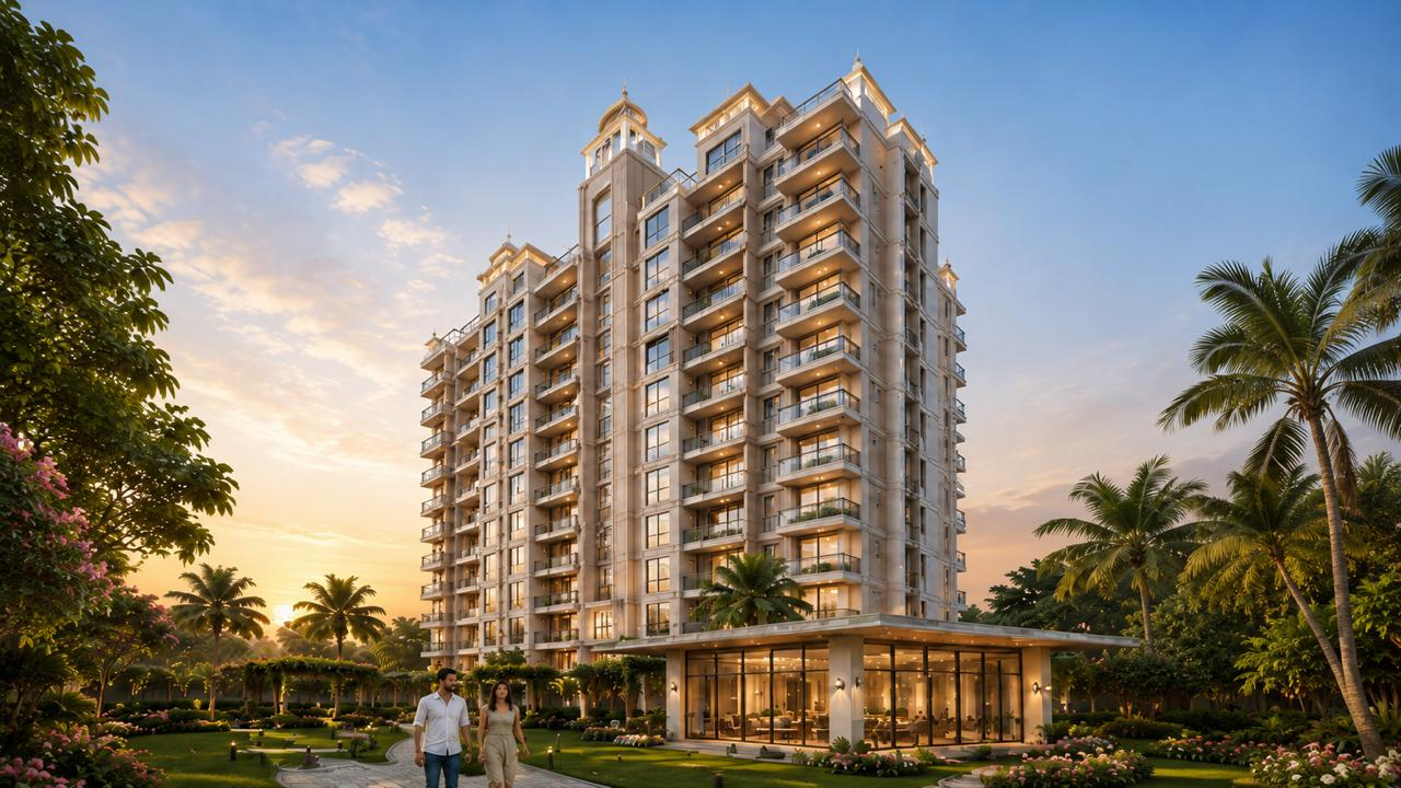 Krishna Galaxy Vrindavan Exterior – MVDA Approved Flats Near Prem Mandir